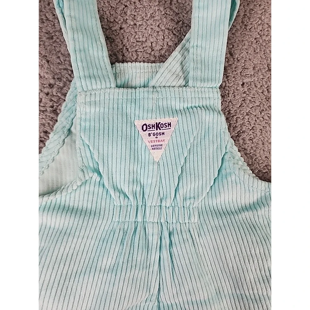 Vintage OshKosh Bgosh Girls Corduroy Jumper Dress Aqua Blue Made in USA 5 NWT